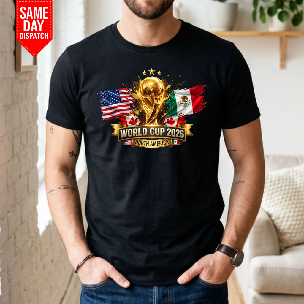 World Cup 2026 T-Shirt Printed Soccer Cup North USA Football Fan Gift Mens T Top