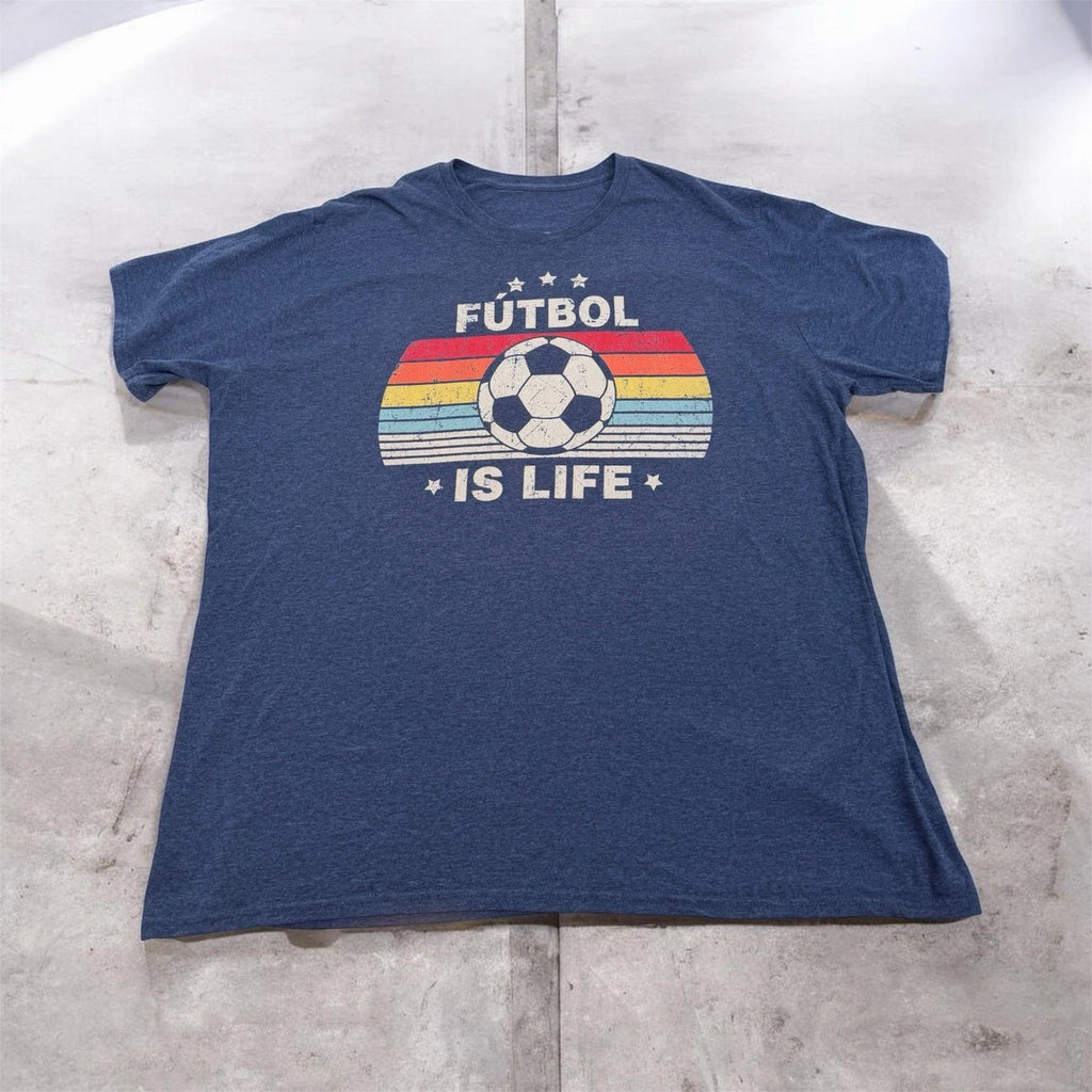 Futbol Is Life Gray Graphic T shirt Soccer Ball 3XL