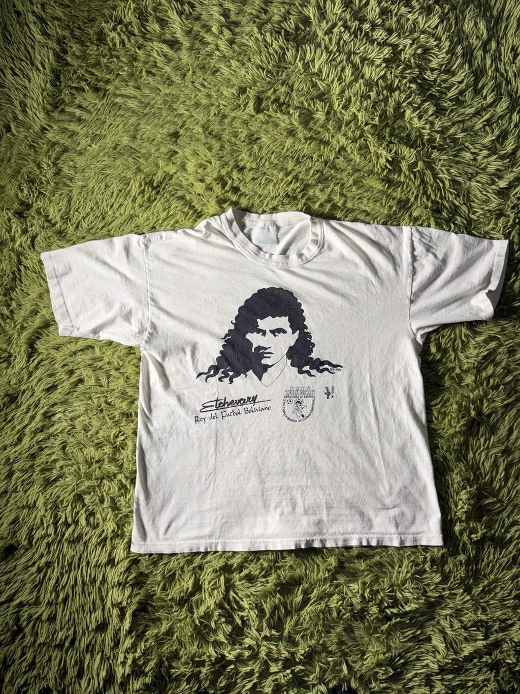 Vintage 90s Marco Antonio Etcheverry King of Bolivian Soccer T-shirt Boxy Large