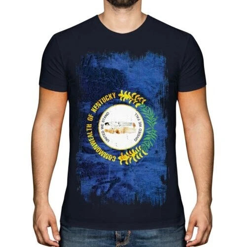 KENTUCKY STATE GRUNGE FLAG MENS T-SHIRT TEE TOP KENTUCKIAN SHIRT JERSEY GIFT
