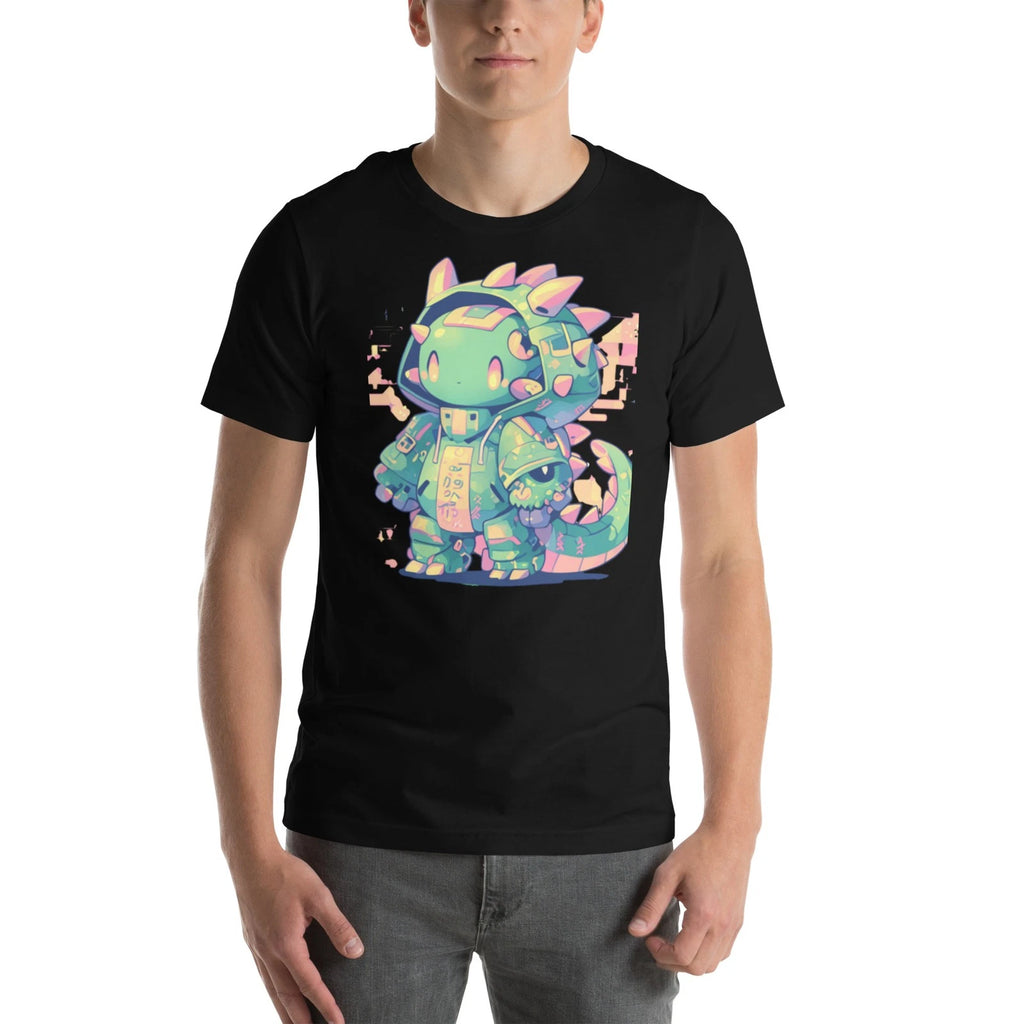 Kawaii "Dragon Hoodie" Bot Tee | Cosplay Mascot Aesthetic | Sparkle Holo-Foil