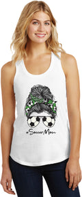 Mom Bun Soccer Mom Soccer Ball Headband Womens Racerback Tank Top