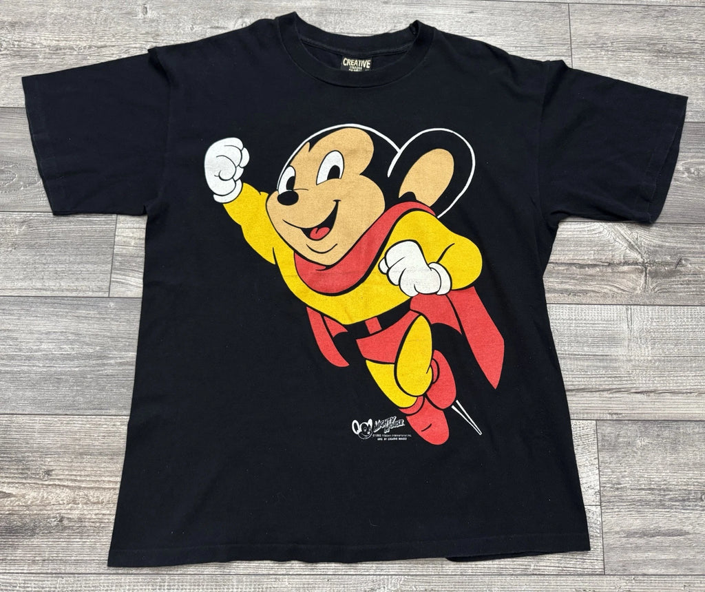 Vintage MIGHTY MOUSE Shirt Mens Medium Viacom 1993 CREATIVE IMAGES Black USA
