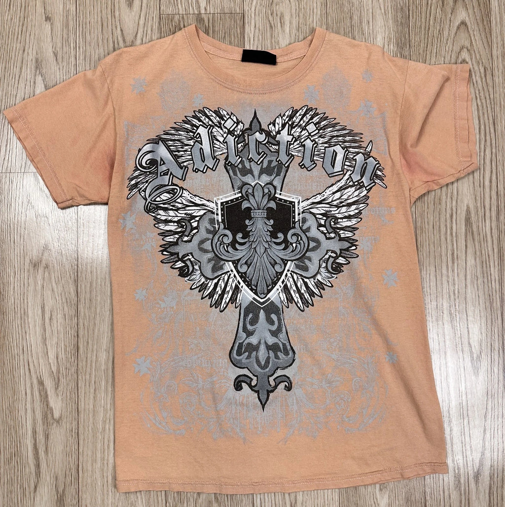 Y2K Adiction Crest Wings Goth T-Shirt Size Medium Goth Grunge Emo Celtic Cross