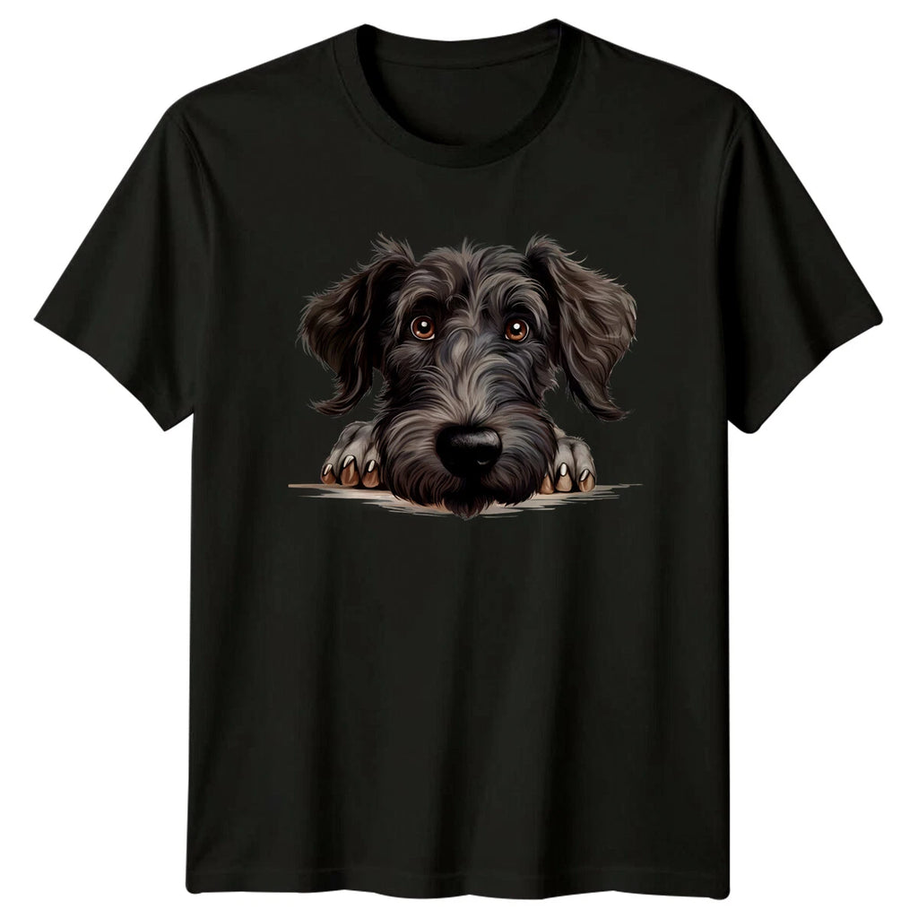 Cute Dog Peekaboo Schnauzer Portrait Style T-Shirt