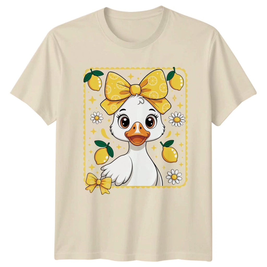 Cute Baby Duckling Wearing Lemon Womens T-Shirt Farm Animal Birthday