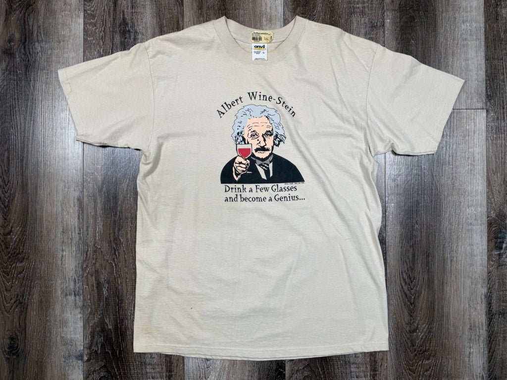 Vintage Albert Einstein Graphic T Shirt Large Funny Novelty Wine Tee NOS 90s