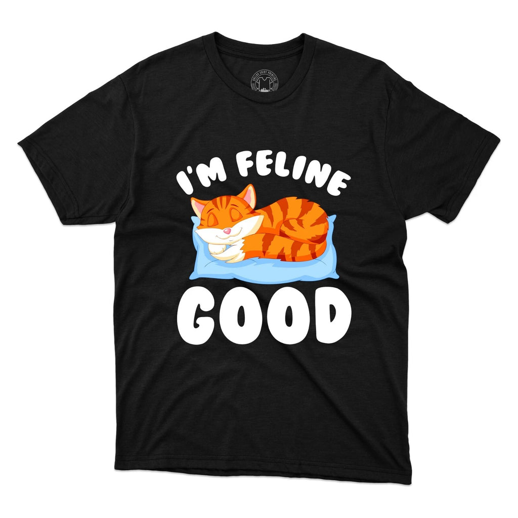 I'm Feeling Good T-Shirt Comfort Tee Lazy Cat Feeling Good Shirt Printed Unisex