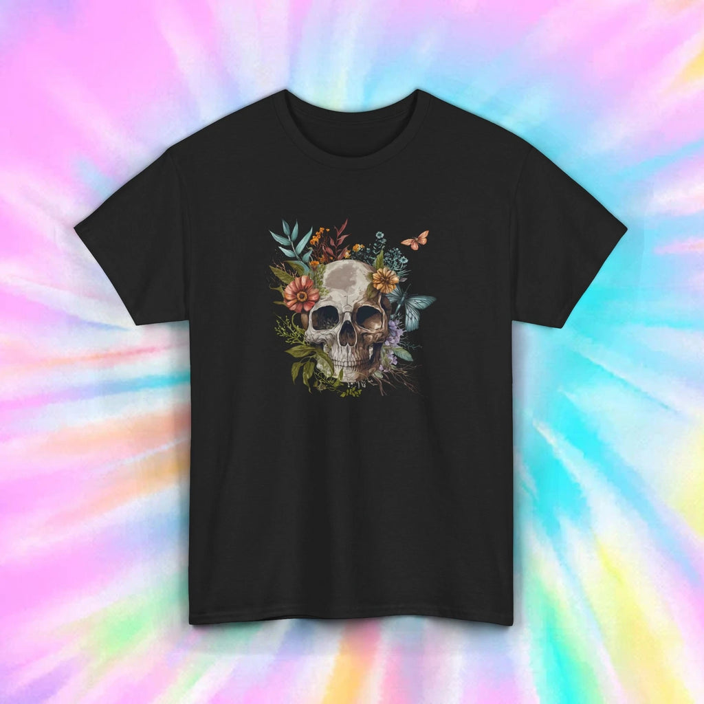Floral Skull Art Butterfly Aesthetic Boho Gothic Graphic Tee Shirt S-5XL