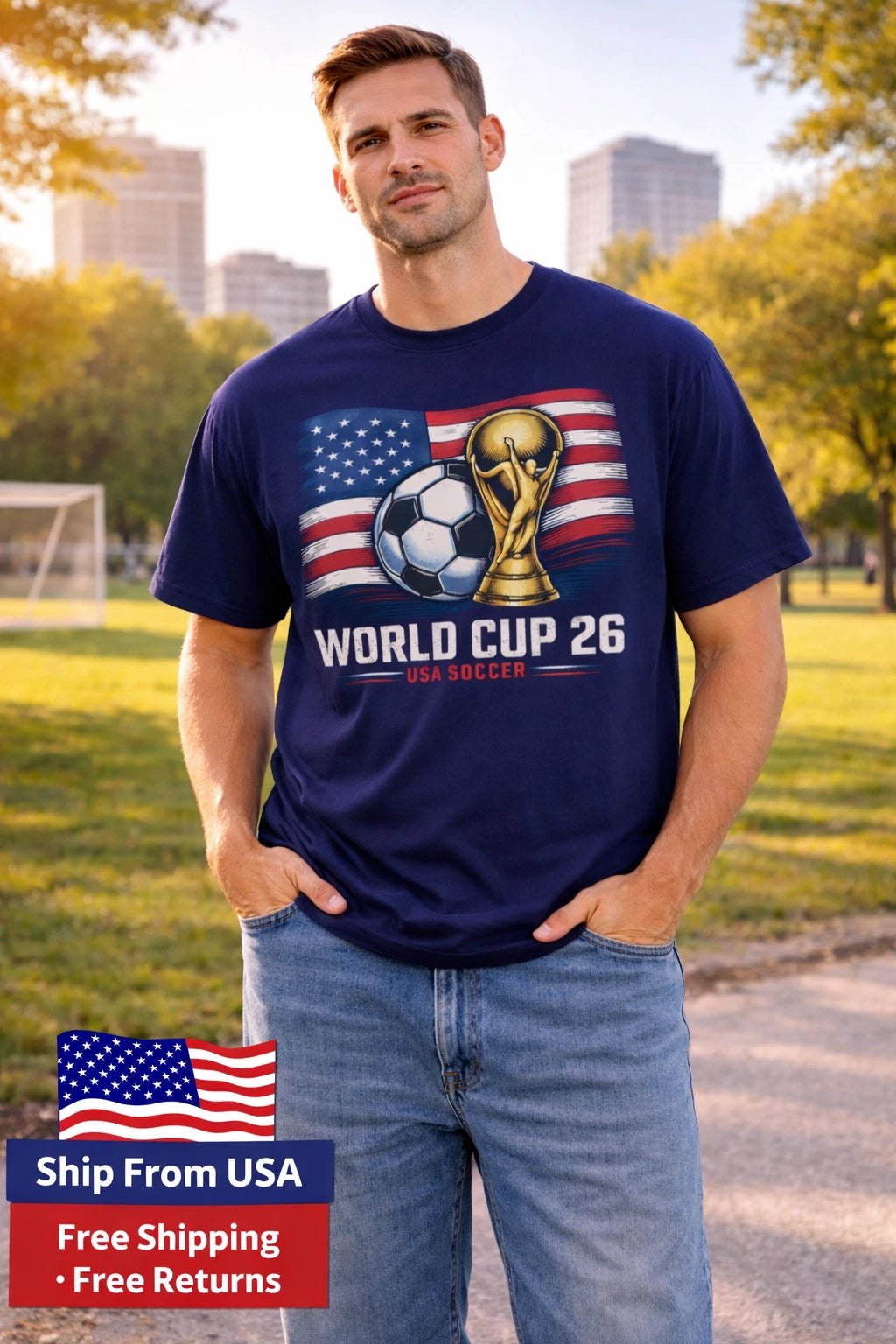 Football World Cup 2026 Soccer T-Shirt Flag Trophy Graphic Tee Men Women Unisex