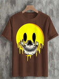 Melting Smile Skull Drip Dark Aesthetic Graphic T-shirt