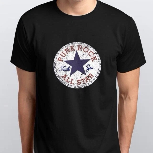 Punk Rock All Star T-SHIRT sizes S M L XL XXL colours Black, White