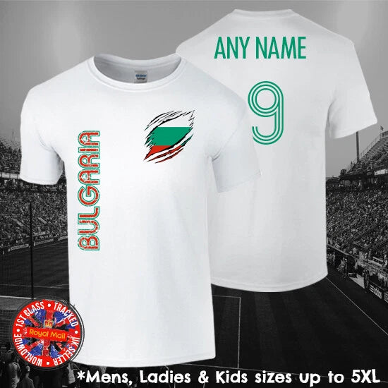 Bulgaria Football Fan T-shirt Personalised Mens Ladies Kids Euros World Cup