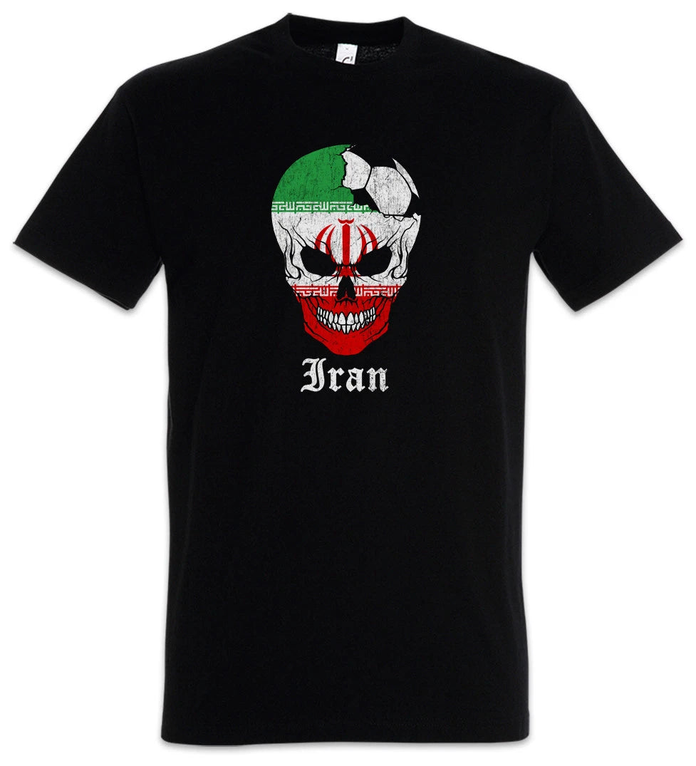 Iran Football Skull I T-Shirt Iranian Soccer Flag Banner World Championship