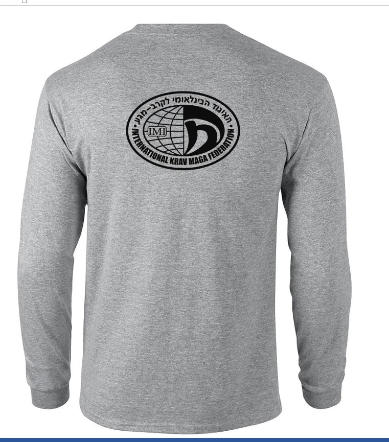 Krav Maga IDF Israel Defence Martial Art Combat Shirt Sport Gray Long Sleeve