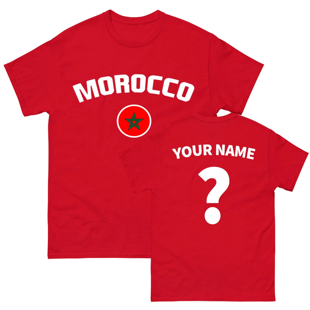 Morocco football T Shirt, Personalised football Tee, Custom Name and Number Top