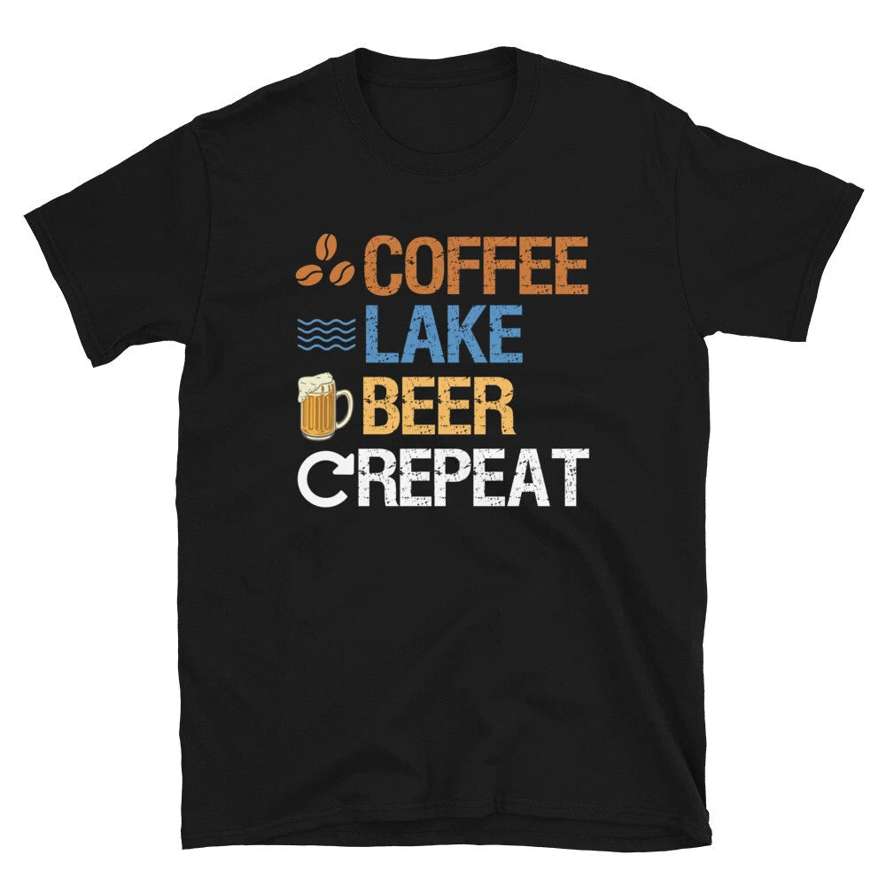 Coffee Lake Beer Repeat Funny Alcohol Beer Drinking Unisex T-Shirt