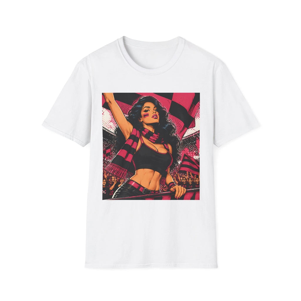 Female Soccer Fan Artwork T-Shirt | Retro Stadium Flag Design