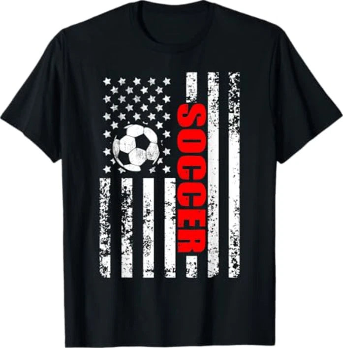 US American Flag Soccer Patriotic Soccer T-Shirt