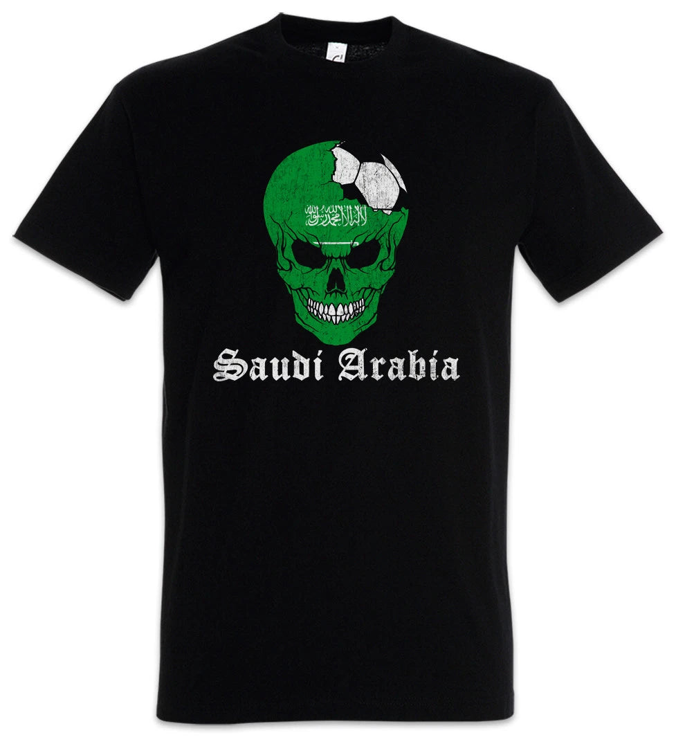 Saudi Arabia Football Skull I T-Shirt Soccer Flag Banner World Championship