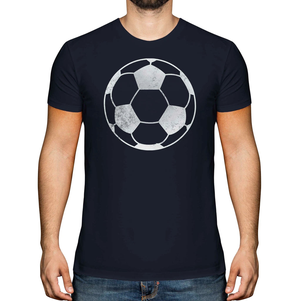 FOOTBALL DISTRESSED PRINT MENS T-SHIRT VINTAGE STYLE DESIGN TOP SOCCER GIFT