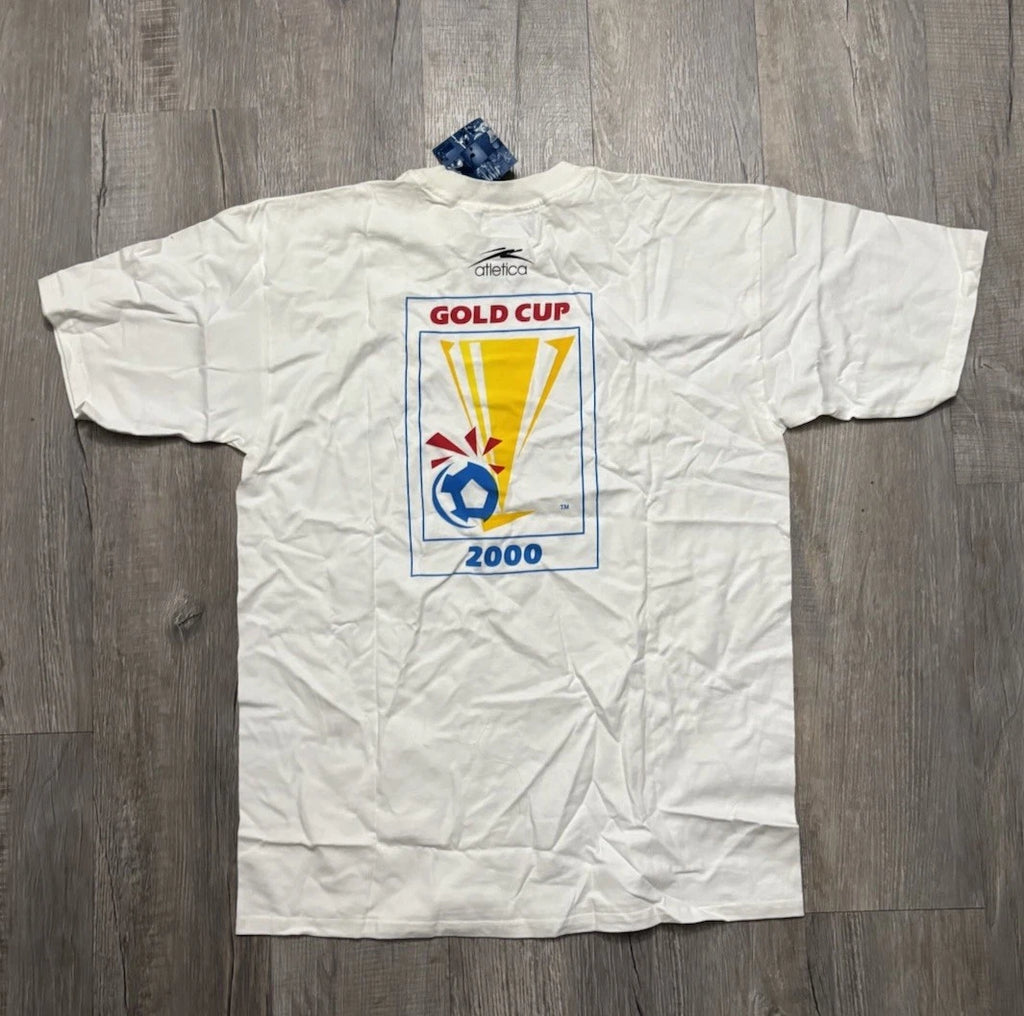 Vintage 2000 CONCACAF Gold Cup Soccer Shirt Atletica Men Size XL White Tee Retro