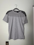 Adidas Men's Grey 3 Stripe Life T-Shirt - Size Medium