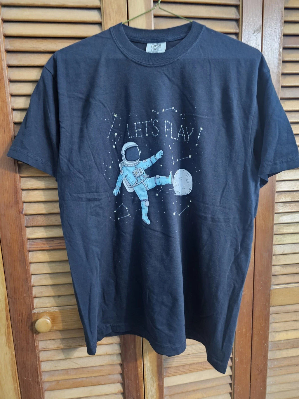 Comfort Colors Let's Play Astronaut Soccer Tee Size Medium NWT