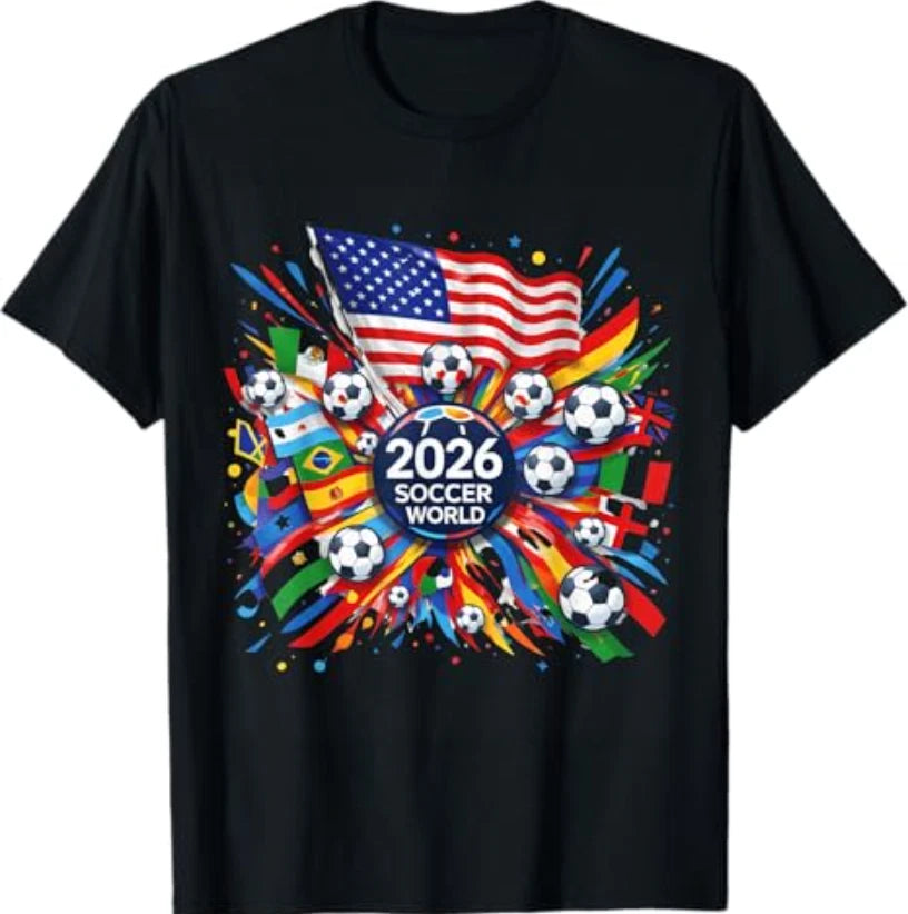 2026 Soccer World USA Flag Burst Fan T-Shirt