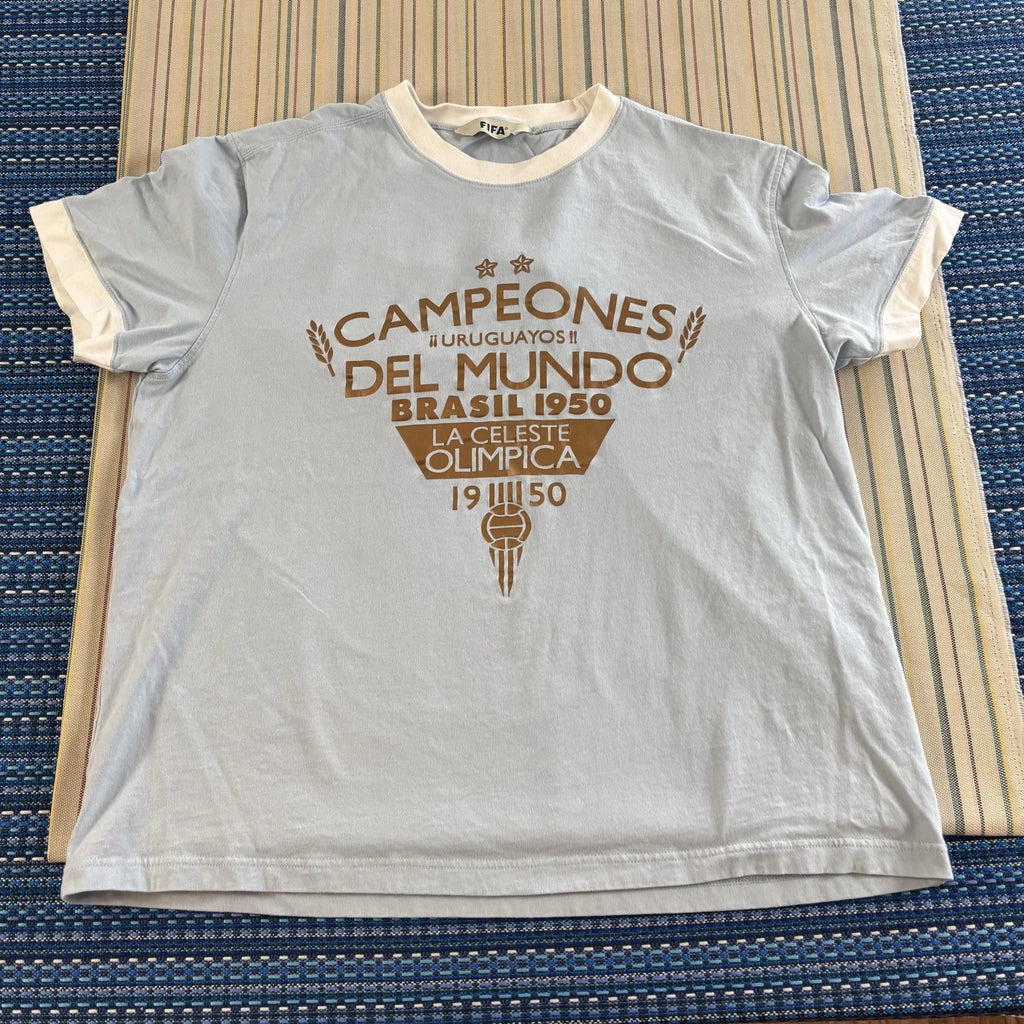 FIFA Uruguay Campeones Del Mundo Shirt Mens 2XL Blue Brasil 1950 World Cup Tee
