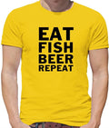 Eat Fish Beer Repeat - Mens T-Shirt - Fishing Beers Funny Love Fisherman