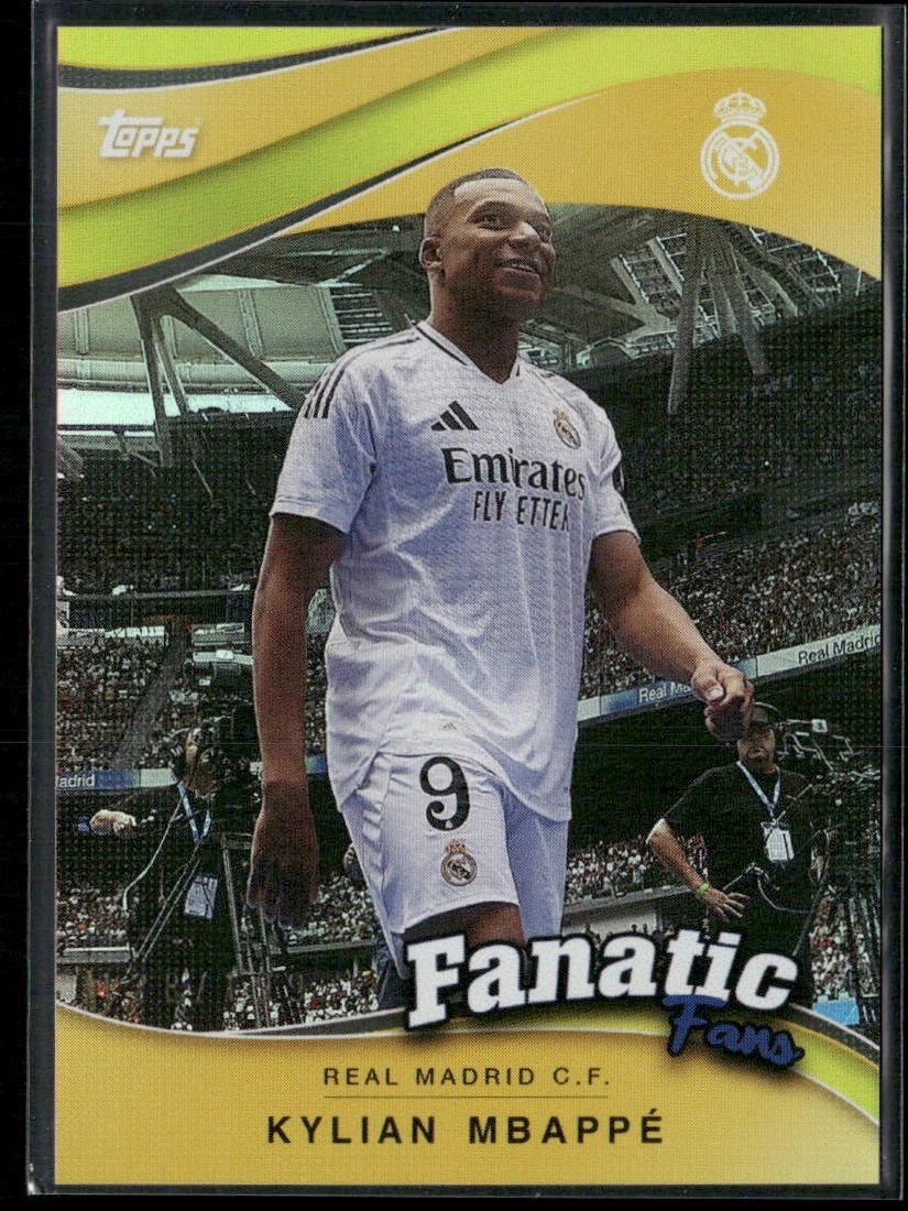 2024-25 Topps Real Madrid Fan Set #FF-4 Kylian Mbappé Fanatics Fans Yellow #/199