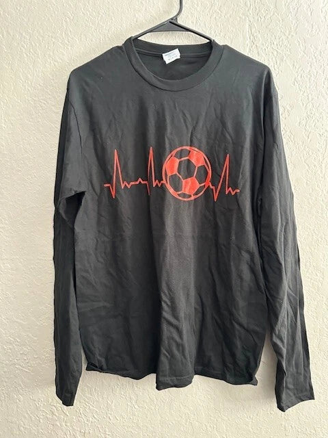 NWOT Soccer Heartbeat Graphic Long Sleeve Tee – Size M – Black - #0035