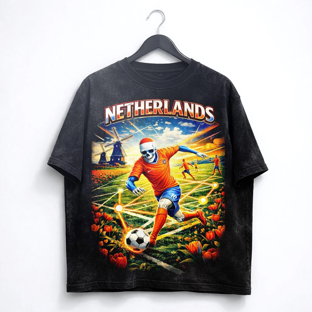 Netherlands Soccer Washed T-Shirt Dutch Football Graphic Tee World Cup 2026