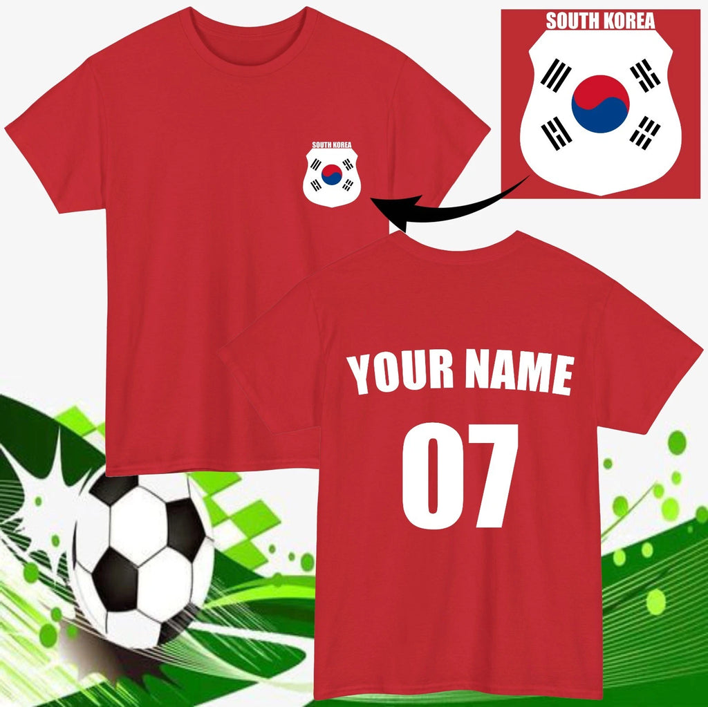 Personalised South Korea Football T-Shirt Custom Name Number Fan Gift Unisex Top