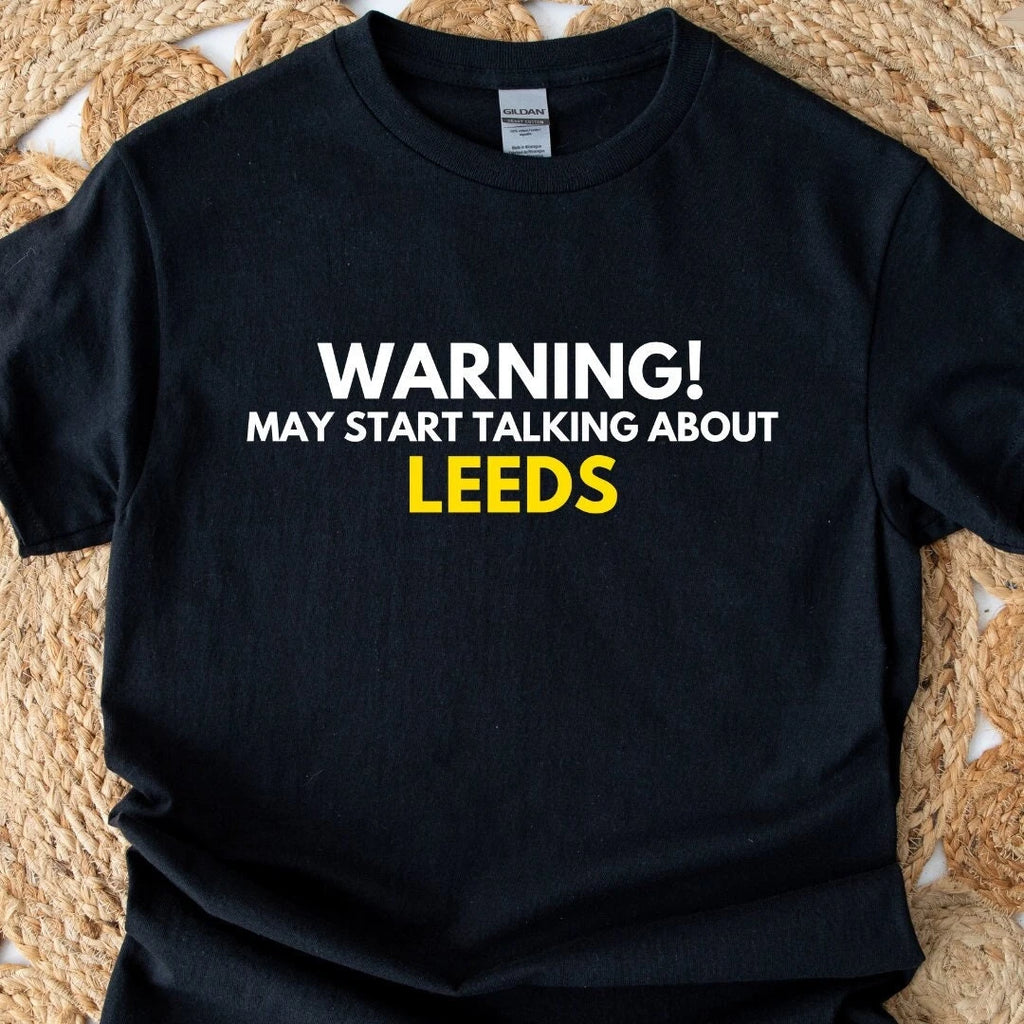 Leeds Football Fan T Shirt White Blue Yorkshire Soccer Gift Tee UK