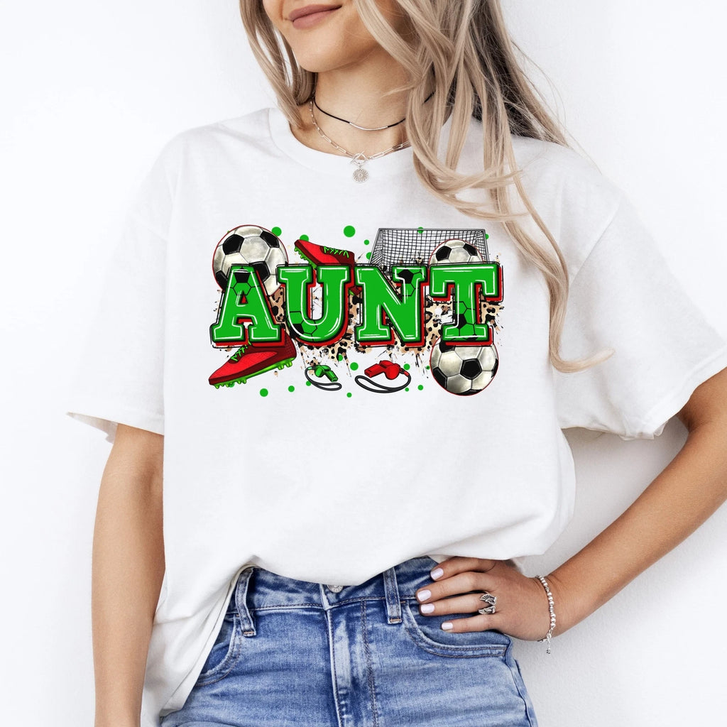 Soccer Aunt T-Shirt soccer player cheer team auntie Unisex tee Sand White Sport