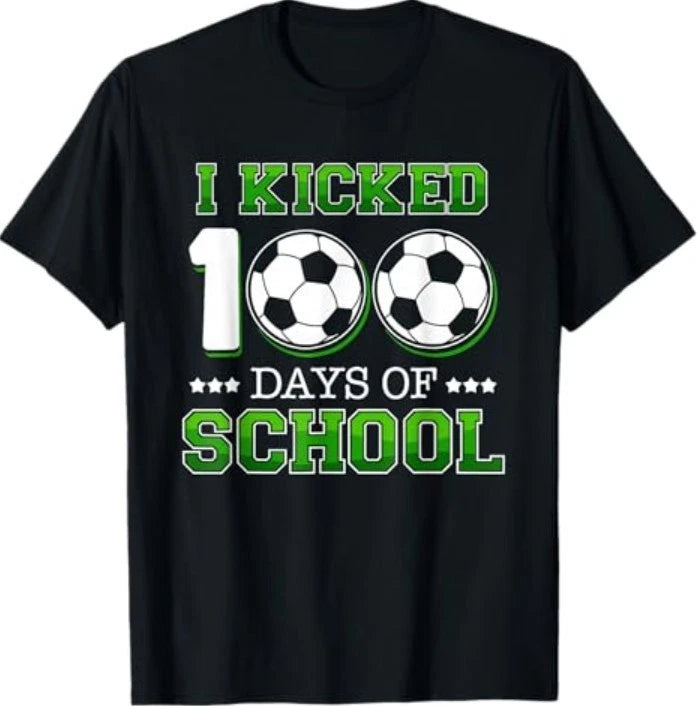 I Kicked 100 Days of School Soccer Sport 100th Day T-Shirt