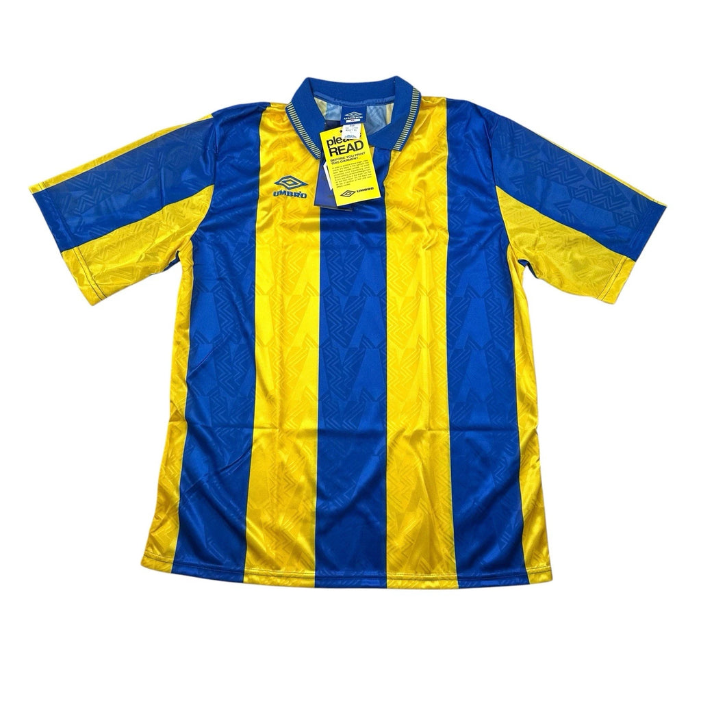 Umbro Vintage 90s Football Shirt Mens XL Blue Yellow Template NWT Made In USA
