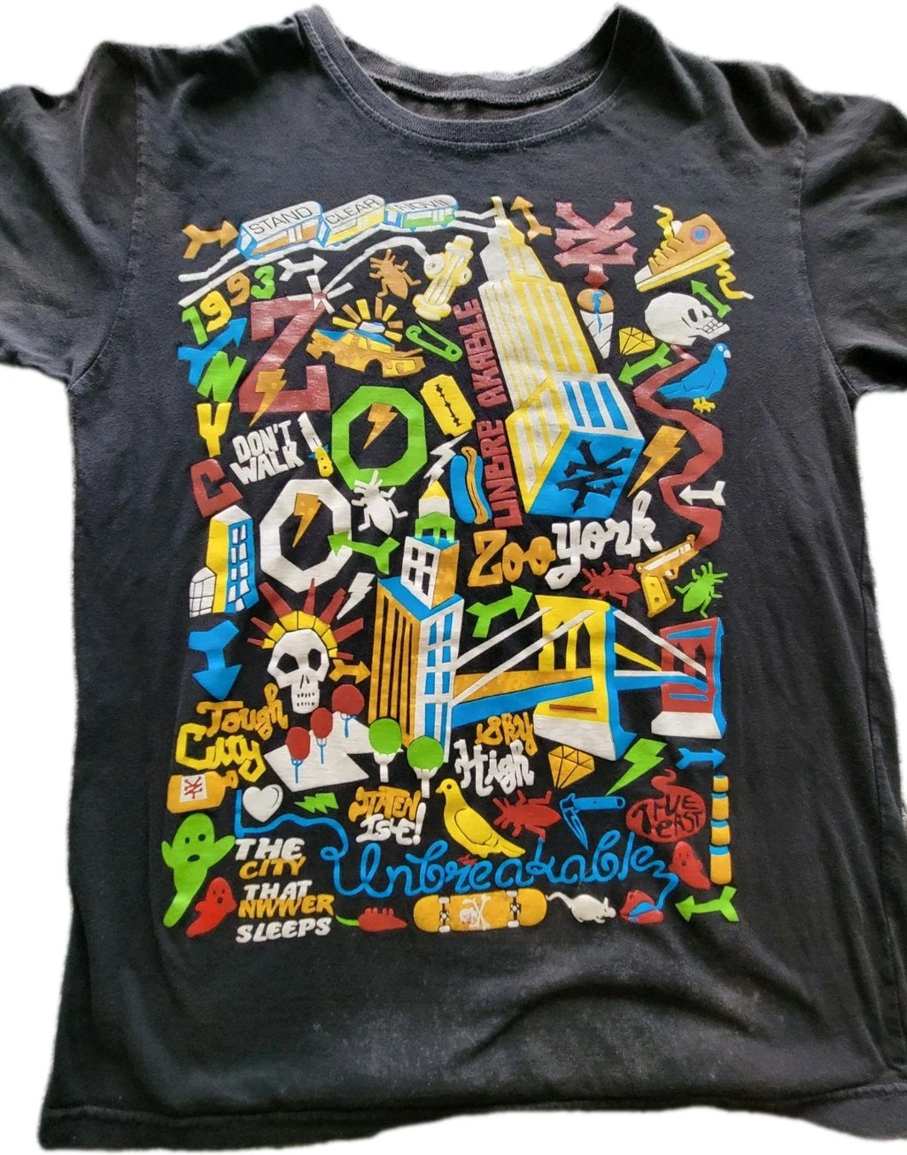 Zoo York Street Graffiti Skate T Shirt Mens Medium Black