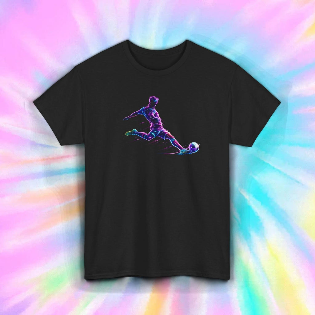 Soccer Player Neon Graphic Football Futbol Sports Athlete Tee S-5XL