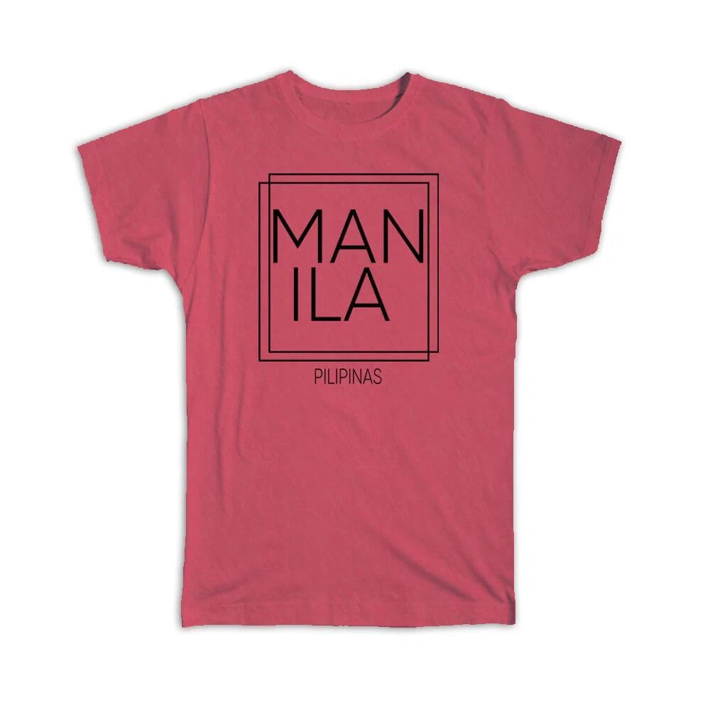 Gift T-Shirt : MANILA Philippines Square Modern Minimalist Font