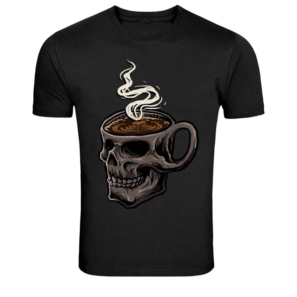 Skull Coffee Mug Hot Coffee Graphic T-Shirt
