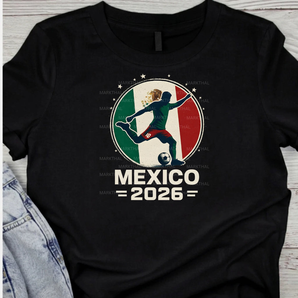 Mexico 2026 World Soccer TShirt Futbol Shirt Mexican Flag Tee Gildan Unisex