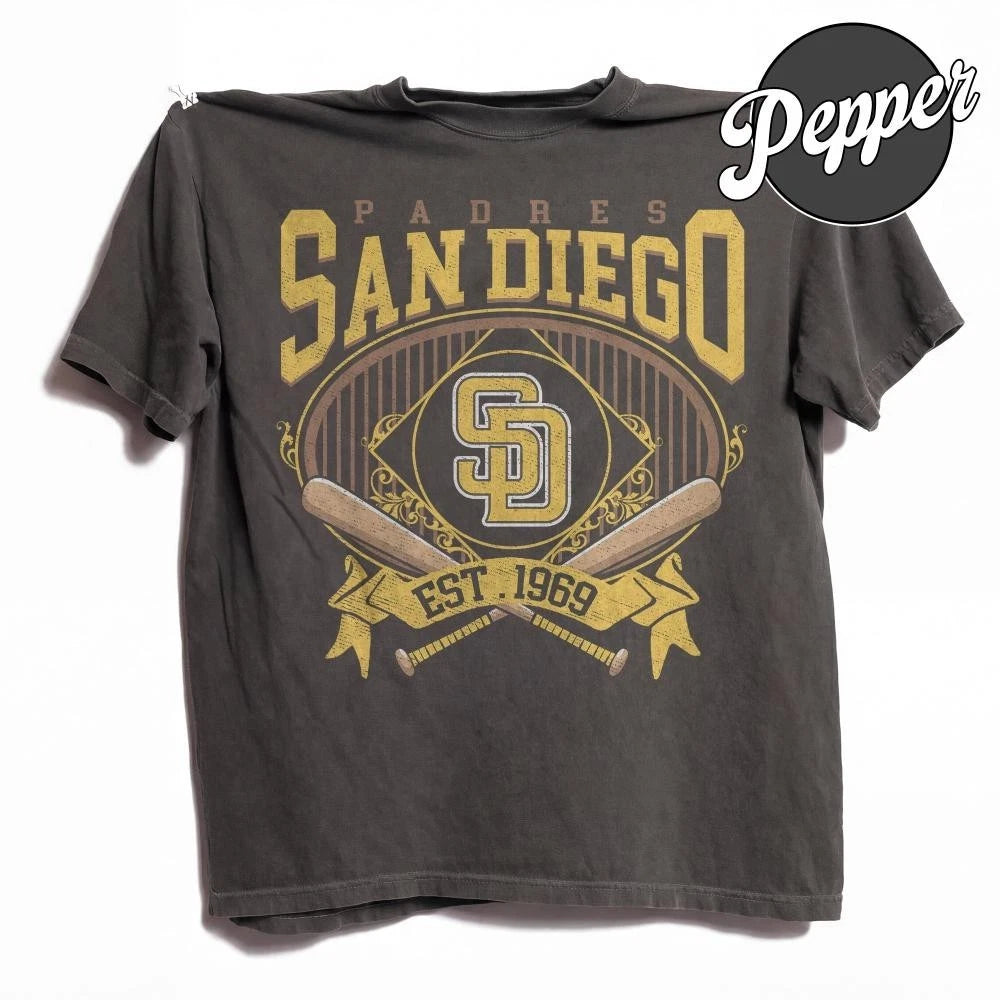 San Diego Padres Baseball Est 1969 Vintage Comfort Color Pepper Tshirt S-4XL
