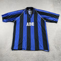Vintage Soccer Jersey XL Shirt A.D.E #14 Iridescent Black & Blue