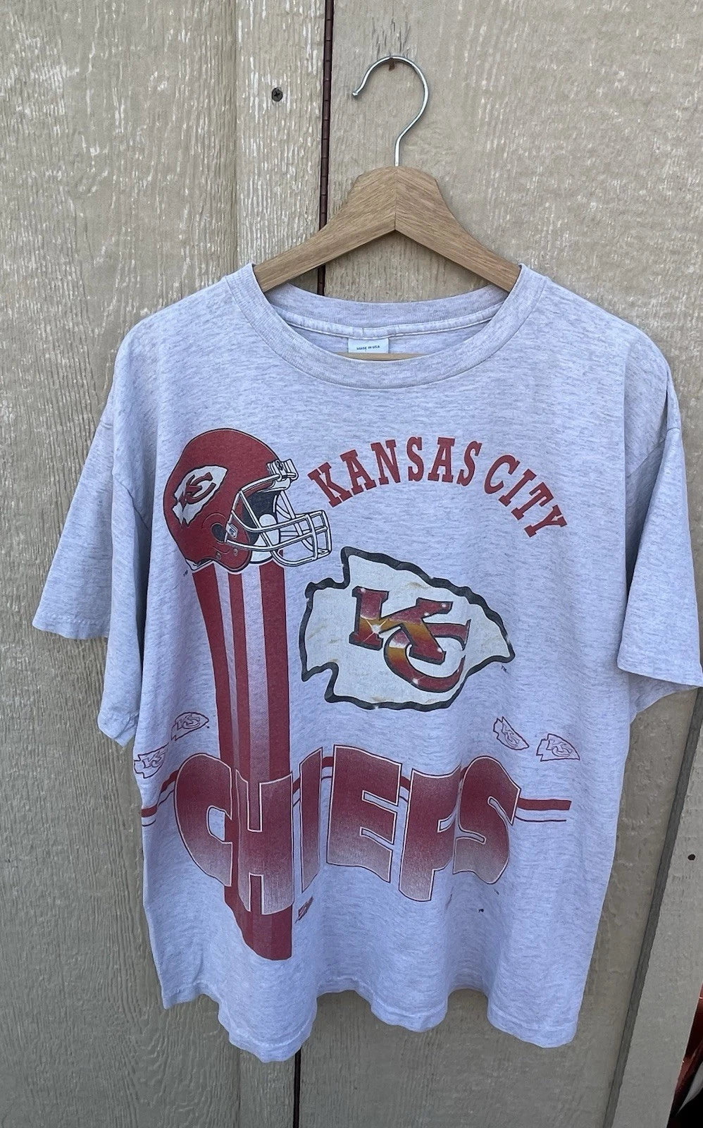 VTG 1993 Kansas City Chiefs Salem Sportswear Shirt Men XL Big Helmet