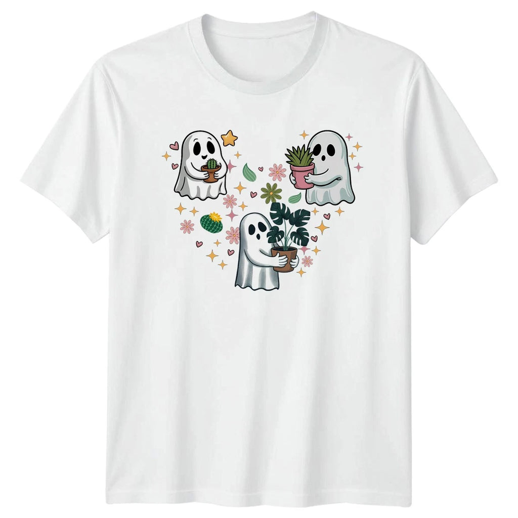 Cute Ghost Plant Lover Womens T-Shirt Houseplant Gardening Halloween
