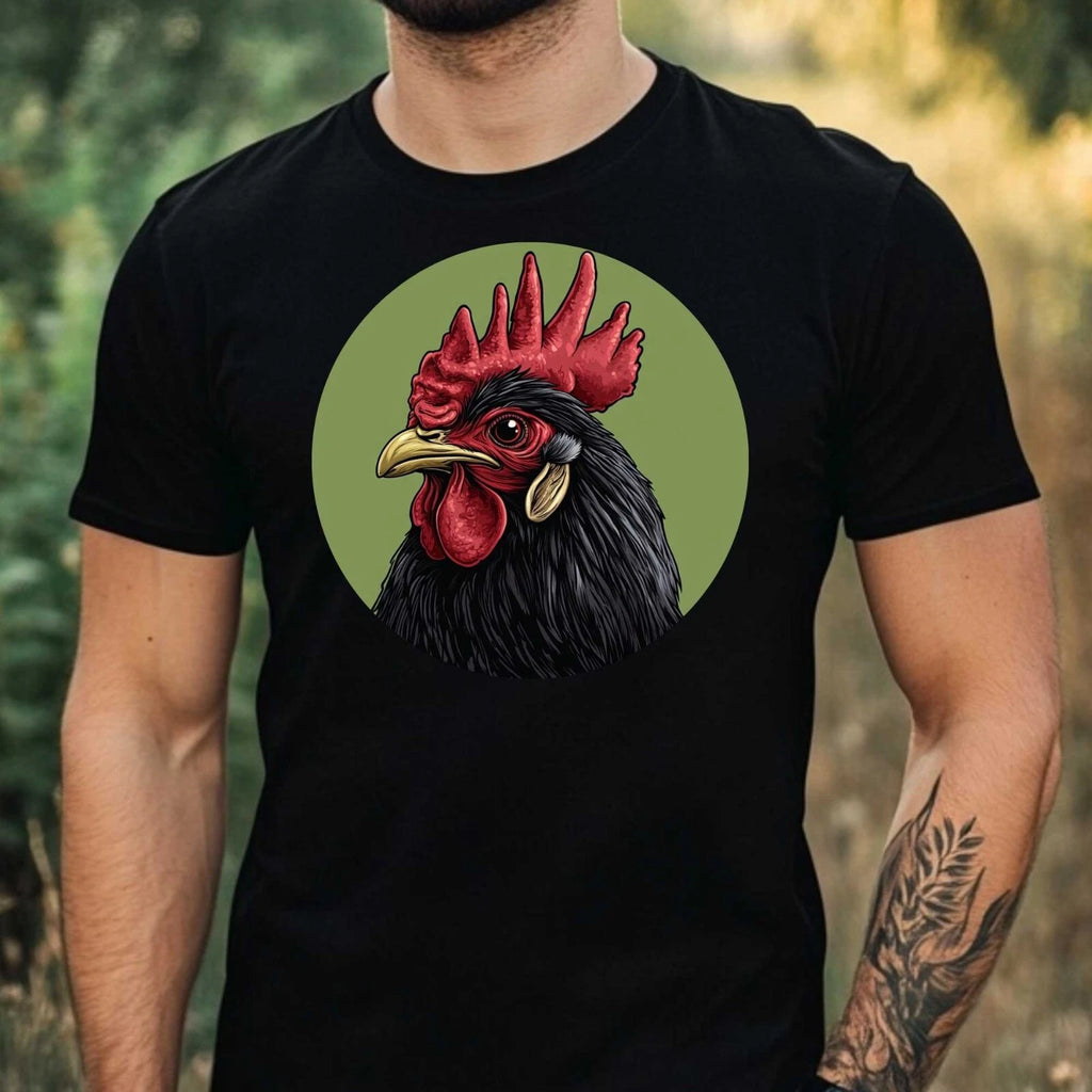 Mens Funny Rooster Motif Cotton T-Shirt Size XS to 5XL