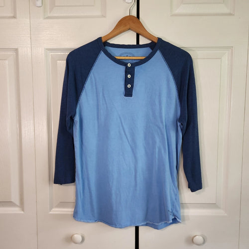 American Eagle Mens Blue Raglan Henley 3/4 Sleeve Vintage Fit T-Shirt Small